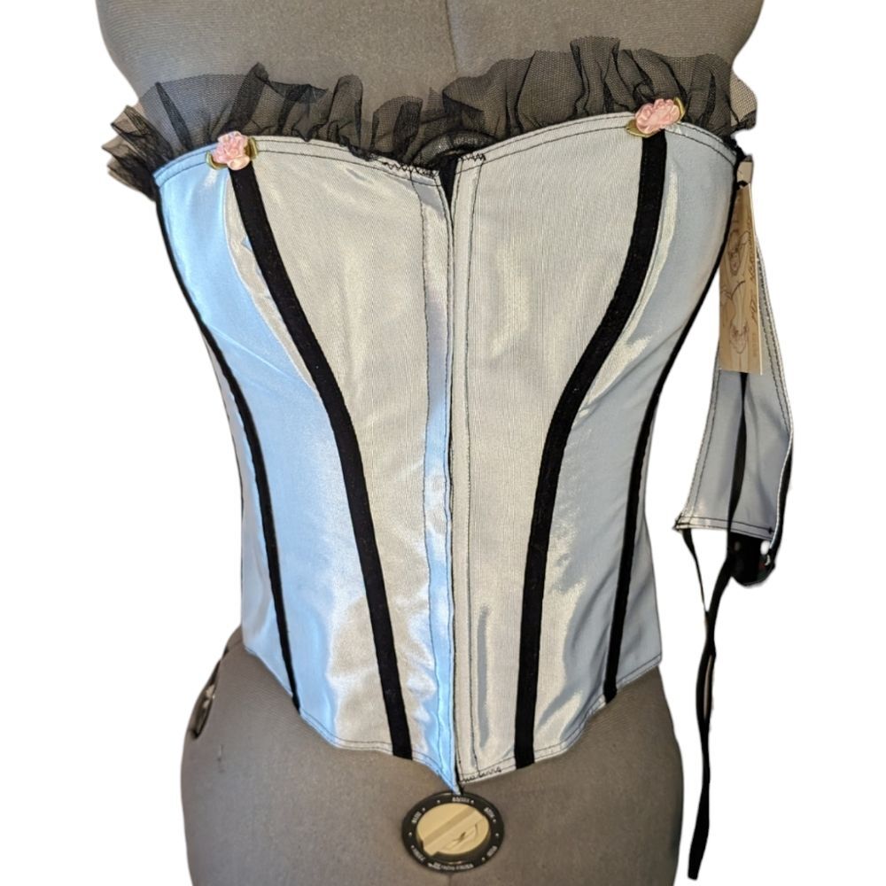Women's NWT Empire Intimates Light Blue Lace Up Overbust Corset, Size 40